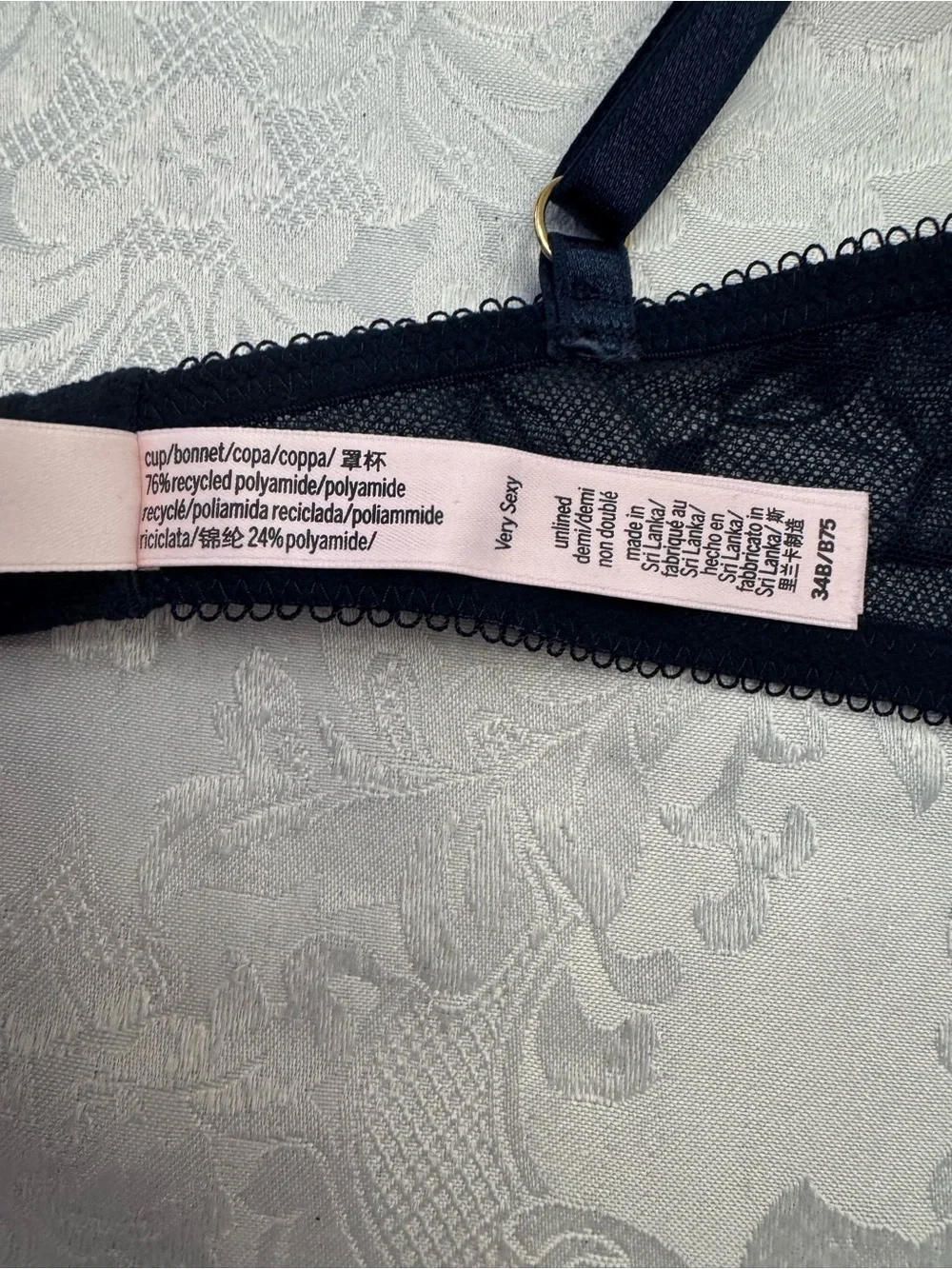 Victoria's Secret Very Sexy Unlined Demi Bra Size 34B Blue Lace Underwire Girly